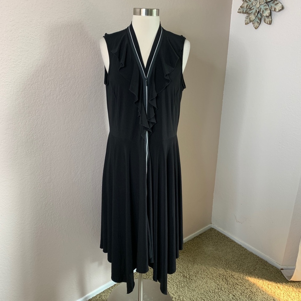 Samuel Dong Black Front Zipper Dress Size Medium
